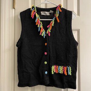 Vintage BellePointe Rainbow Black Vest
